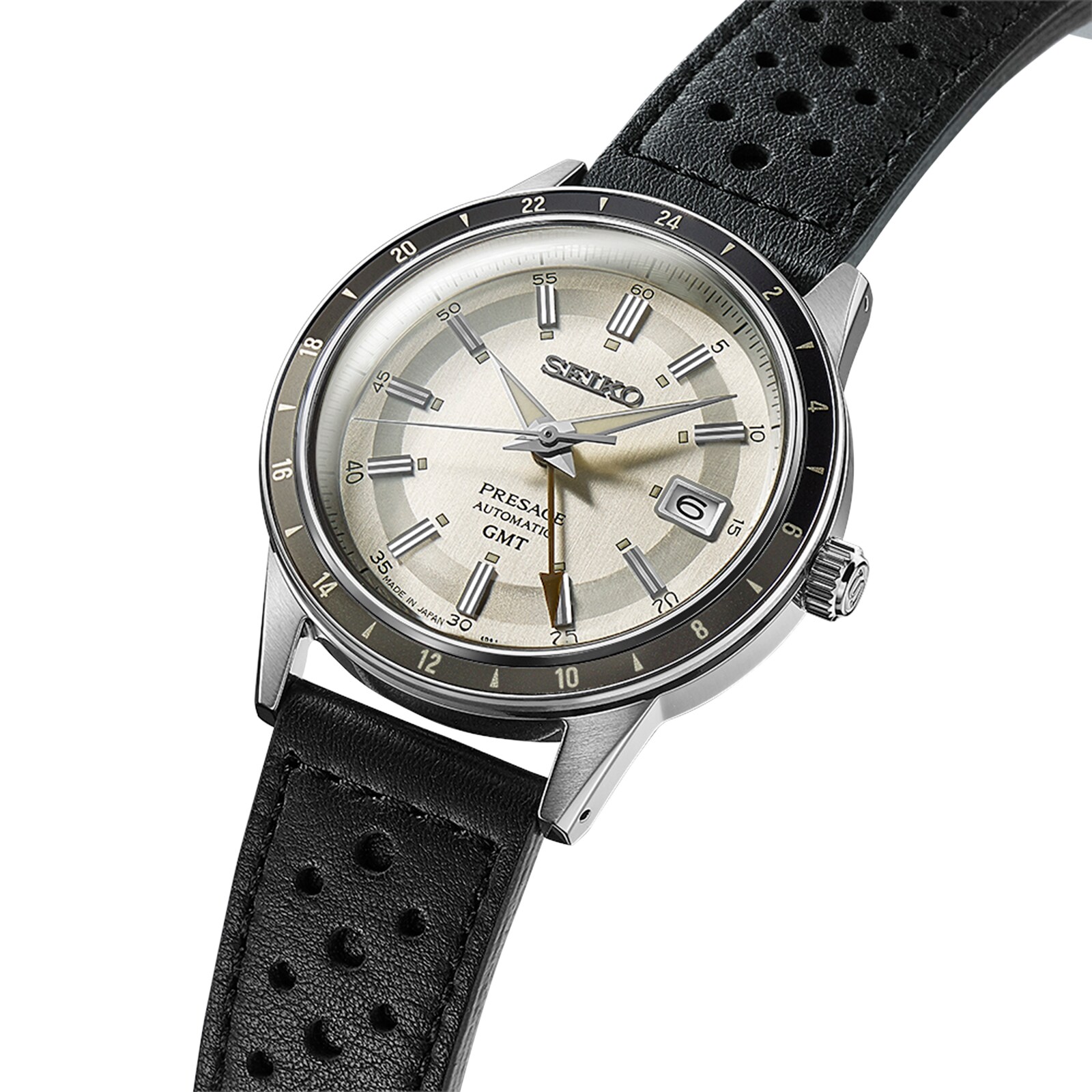 Seiko Presage Presage 'Stone' Style 60s Road Trip GMT 41mm Mens Watch Cream Seiko Presage Presage 'Stone' Style 60s Road Trip GMT 41mm Mens Watch Cream