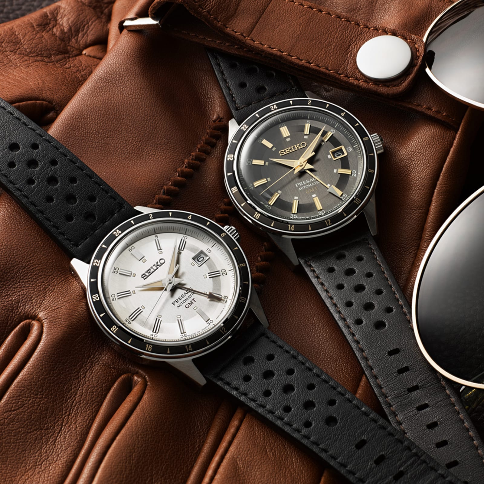 Seiko Presage Presage 'Stone' Style 60s Road Trip GMT 41mm Mens Watch Cream Seiko Presage Presage 'Stone' Style 60s Road Trip GMT 41mm Mens Watch Cream