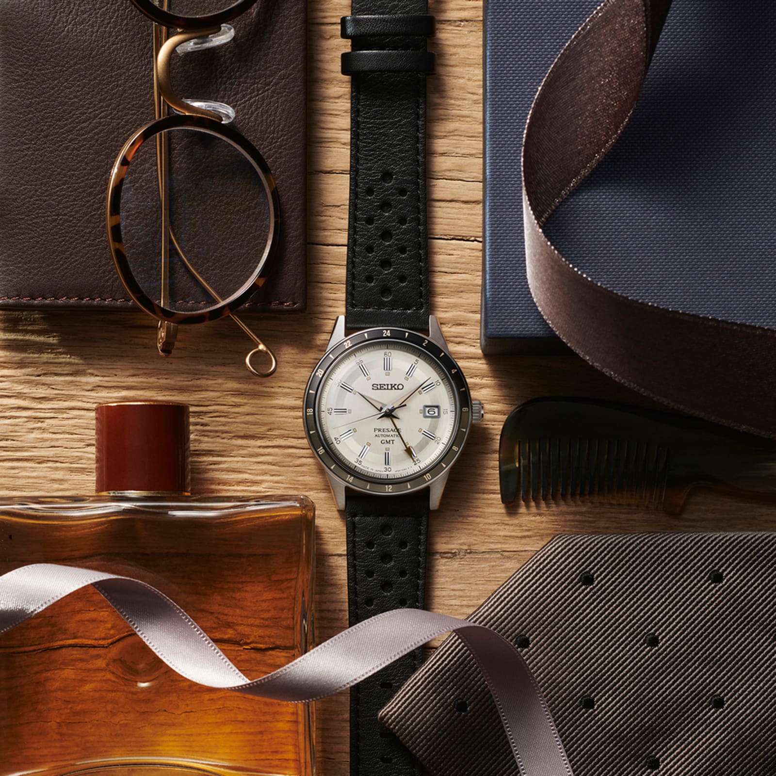 Seiko Presage Presage 'Stone' Style 60s Road Trip GMT 41mm Mens Watch Cream Seiko Presage Presage 'Stone' Style 60s Road Trip GMT 41mm Mens Watch Cream