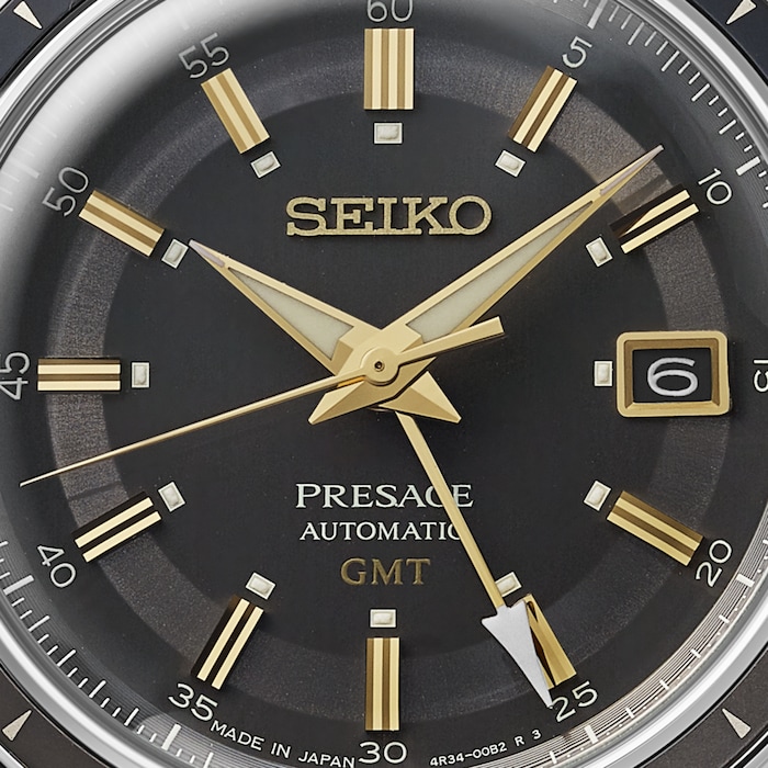 Seiko Presage Presage Fume Style 60s Road Trip GMT 41mm Mens Watch Grey