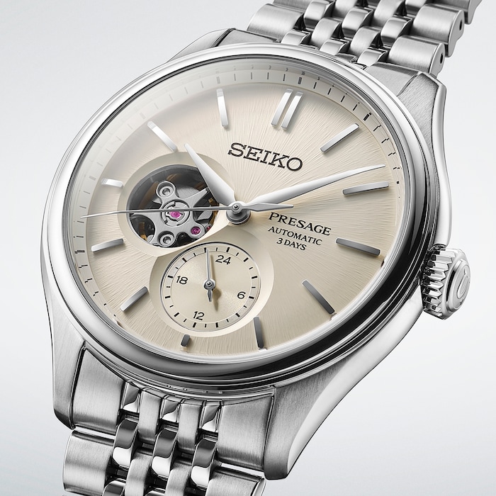 Seiko Presage Presage Classic Series 'Shiro-iro' Open Heart 40mm Mens Watch White