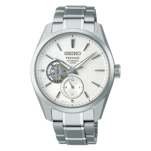 Seiko Presage ‘Shiro’ Sharp-Edged Open Heart 40mm Mens Watch White