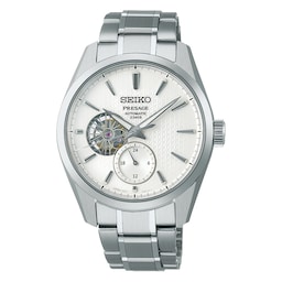 18440114 - Presage ‘Shiro’ Sharp-Edged Open Heart 40mm Mens Watch White