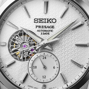 Seiko Presage ‘Shiro’ Sharp-Edged Open Heart 40mm Mens Watch White