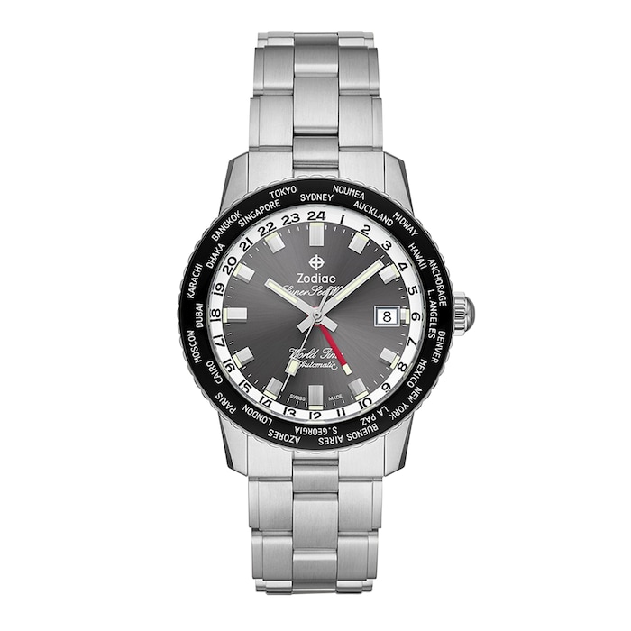 Zodiac Limited Edition Super Sea Wolf World Time Automatic Stainless Steel 40mm