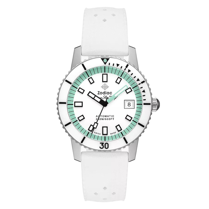 Zodiac Compression Diver Automatic White Rubber Watch