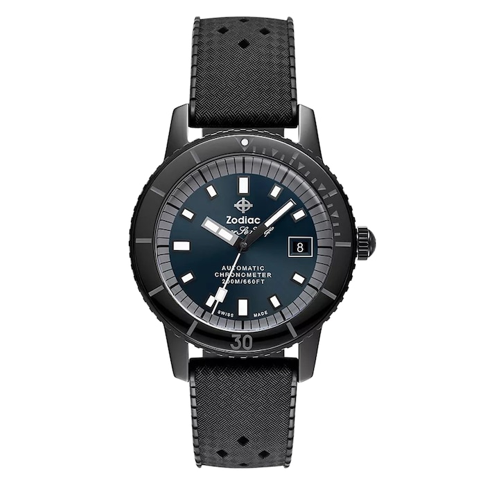 Zodiac Super Sea Wolf Ceramic Compression Diver Automatic Rubber Strap Watch
