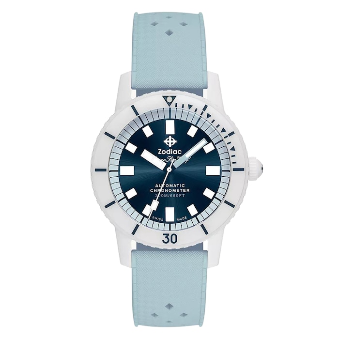 Zodiac Super Sea Wolf Ceramic Compression Diver Automatic Rubber Strap Watch