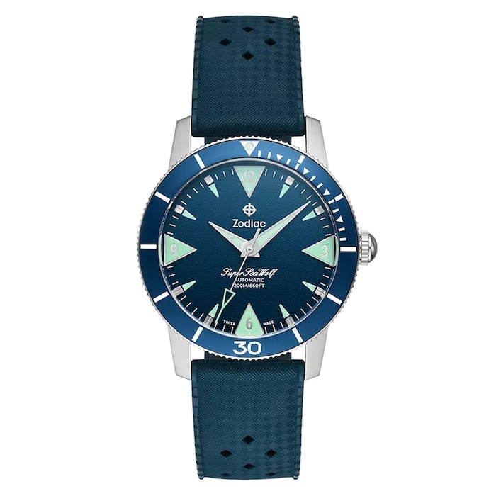 Zodiac Super Sea Wolf Skin Diver Automatic Rubber Strap Watch