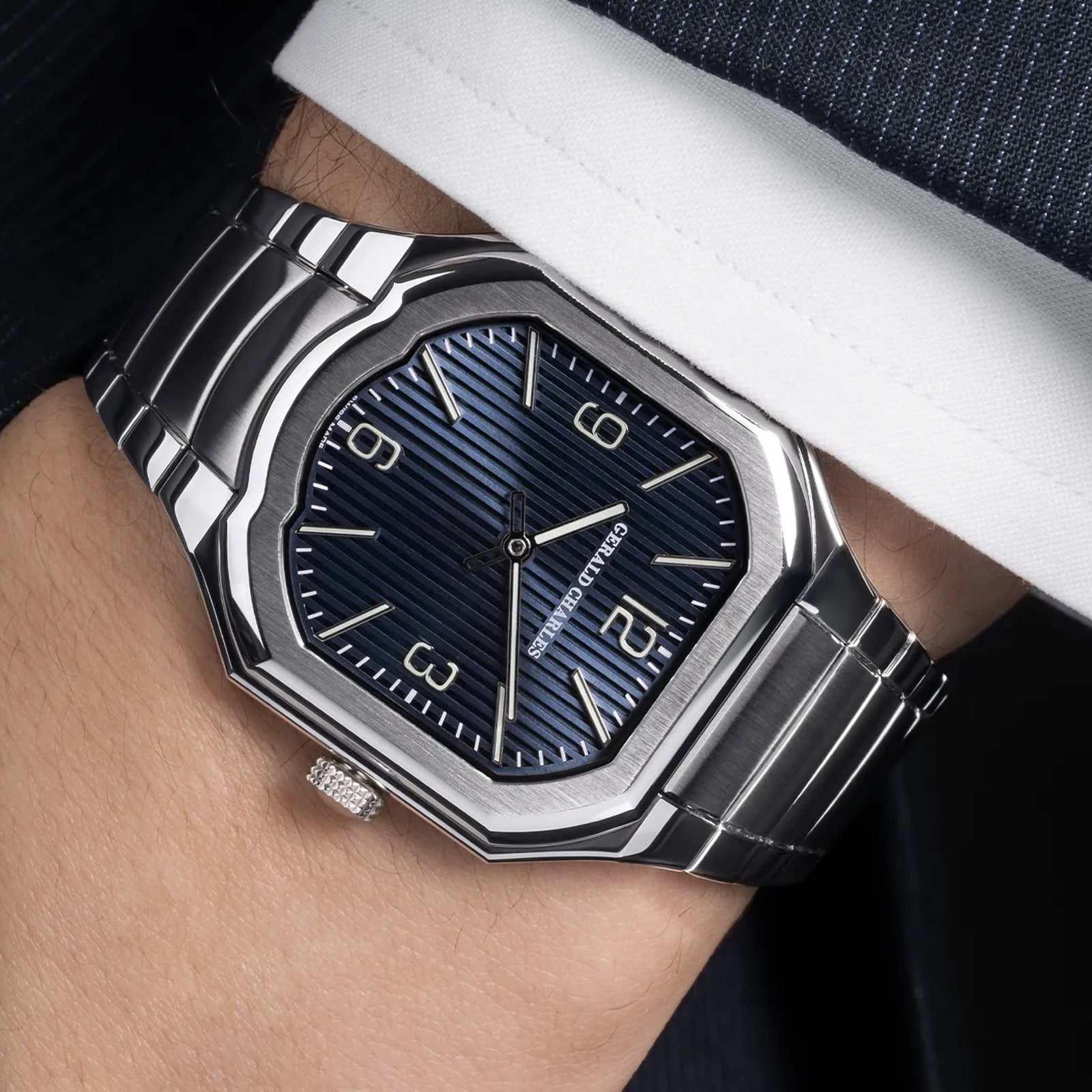 Gerald Charles Masterlink Blue 38mm Mens Watch Blue Gerald Charles Masterlink Blue 38mm Mens Watch Blue