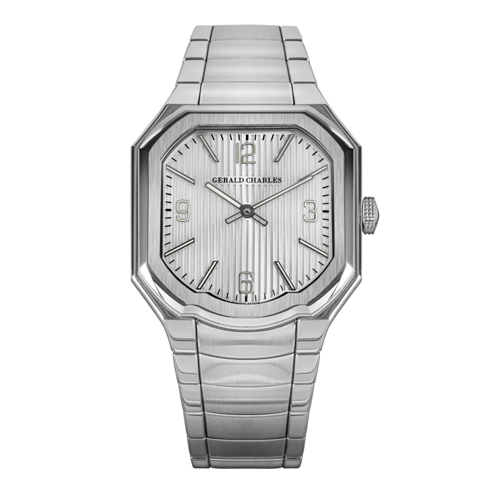Gerald Charles Masterlink Silver 38mm Mens Watch Silver Gerald Charles Masterlink Silver 38mm Mens Watch Silver