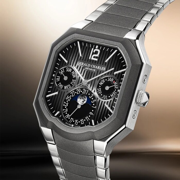 Gerald Charles Masterlink Perpetual Calendar 40mm Mens Watch Grey