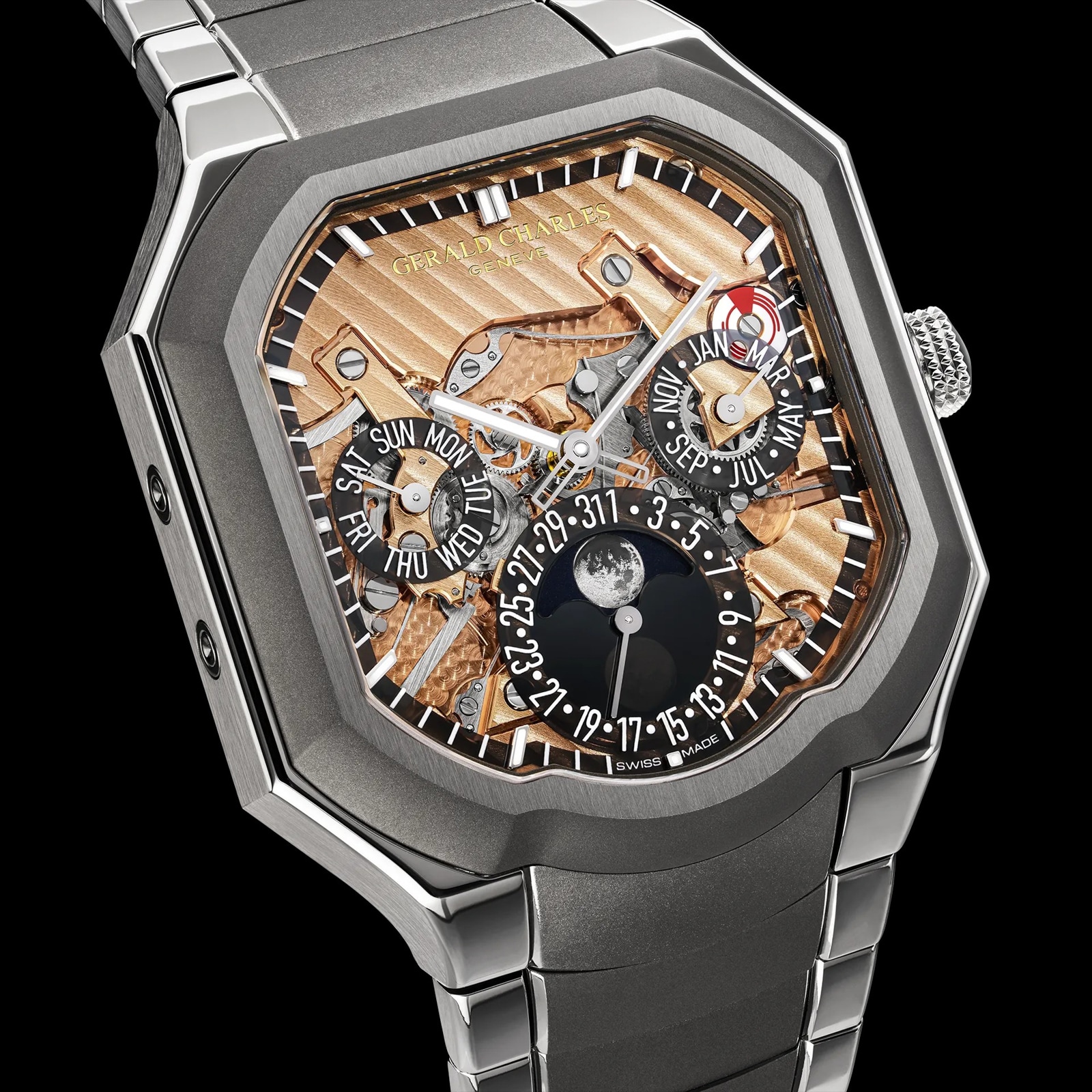 Gerald Charles Masterlink Perpetual Calendar 40mm Mens Watch