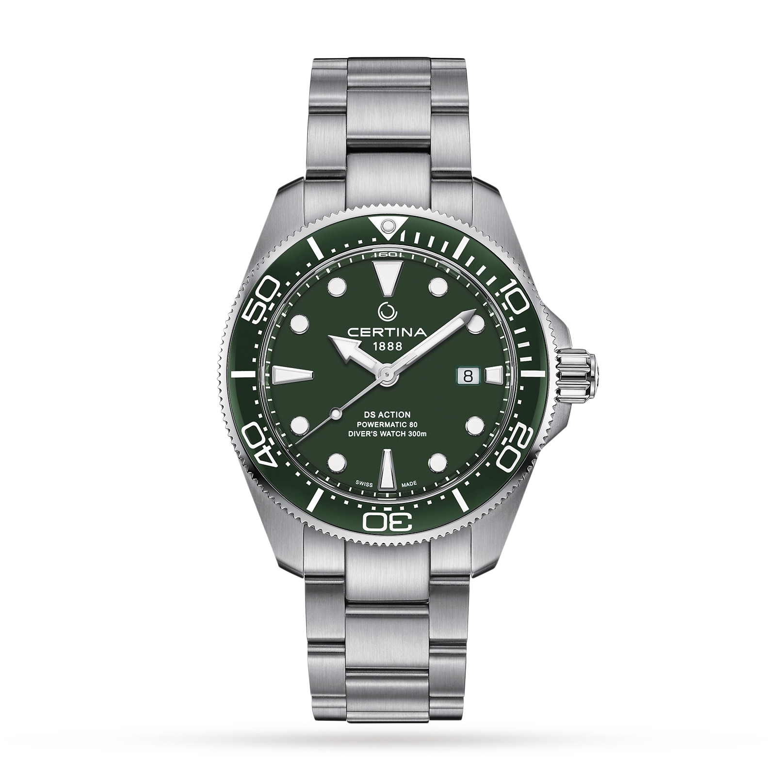 Certina Aqua DS Action Diver Green Dial 43mm Mens Watch