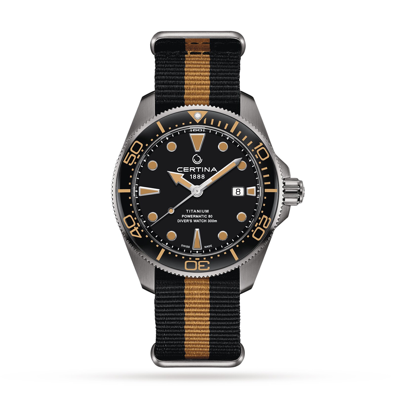 Certina Aqua DS Action Diver Black Dial 43mm Mens Watch