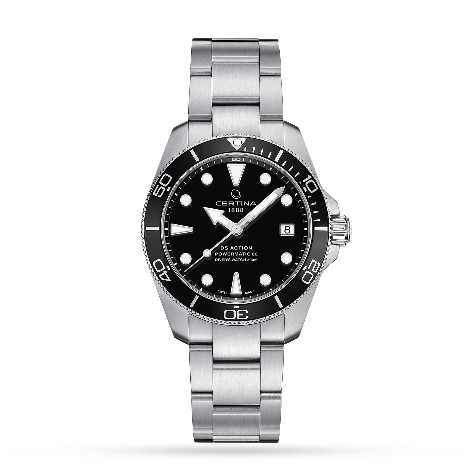 Certina Aqua DS Action Diver Black Dial 38mm Mens Watch