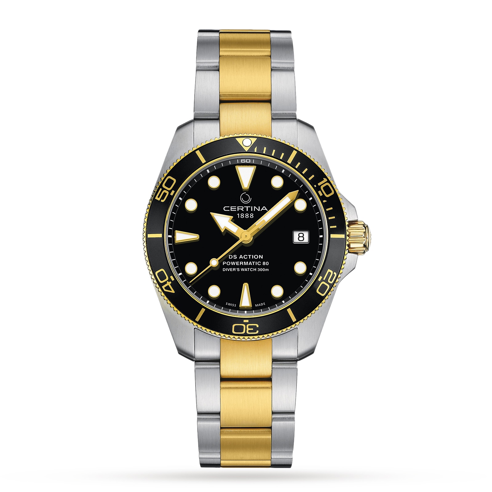 Certina Aqua DS Action Diver Black Dial 38mm Mens Watch