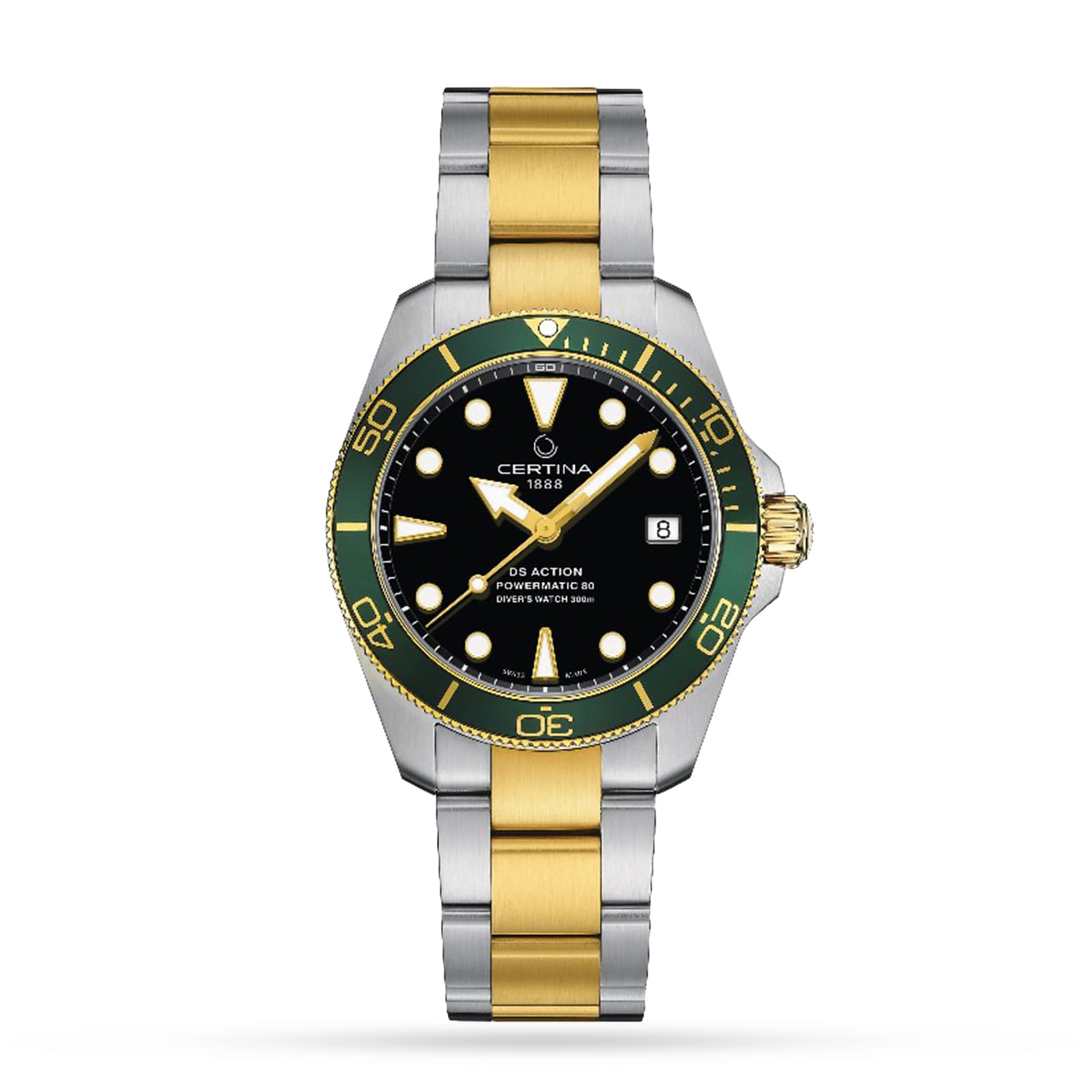 Certina Aqua DS Action Diver Green Dial 38mm Mens Watch