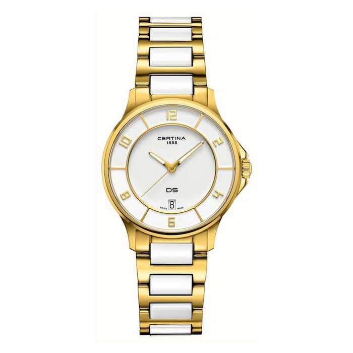 Certina Urban DS-6 Yellow Gold 35mm Ladies Watch - White