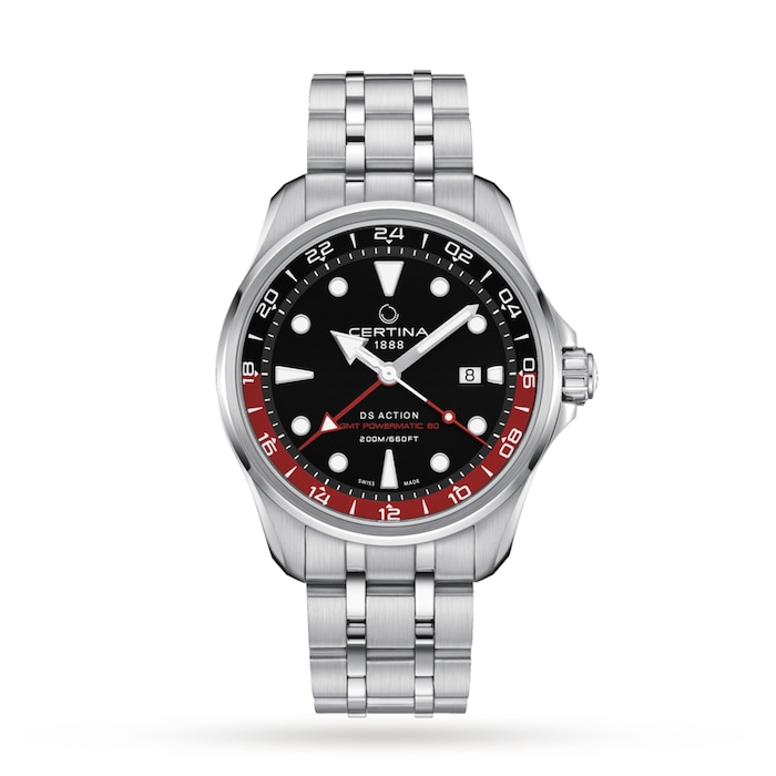 Certina Aqua DS Action GMT Automatic Black 316L stainless steel 43mm