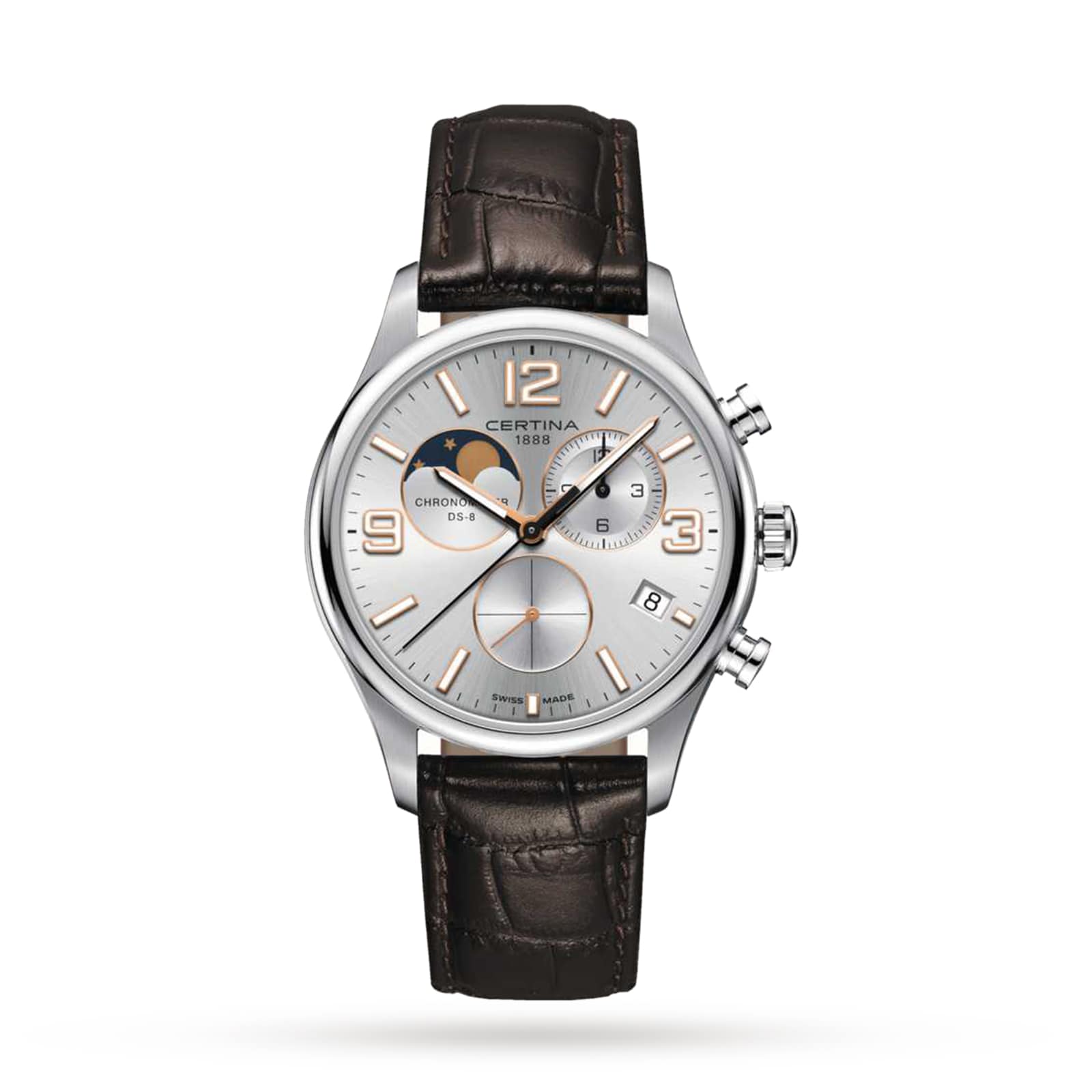 Certina DS-8 Chronograph Moon Phase 42mm Mens Watch Silver Certina DS-8 Chronograph Moon Phase 42mm Mens Watch Silver