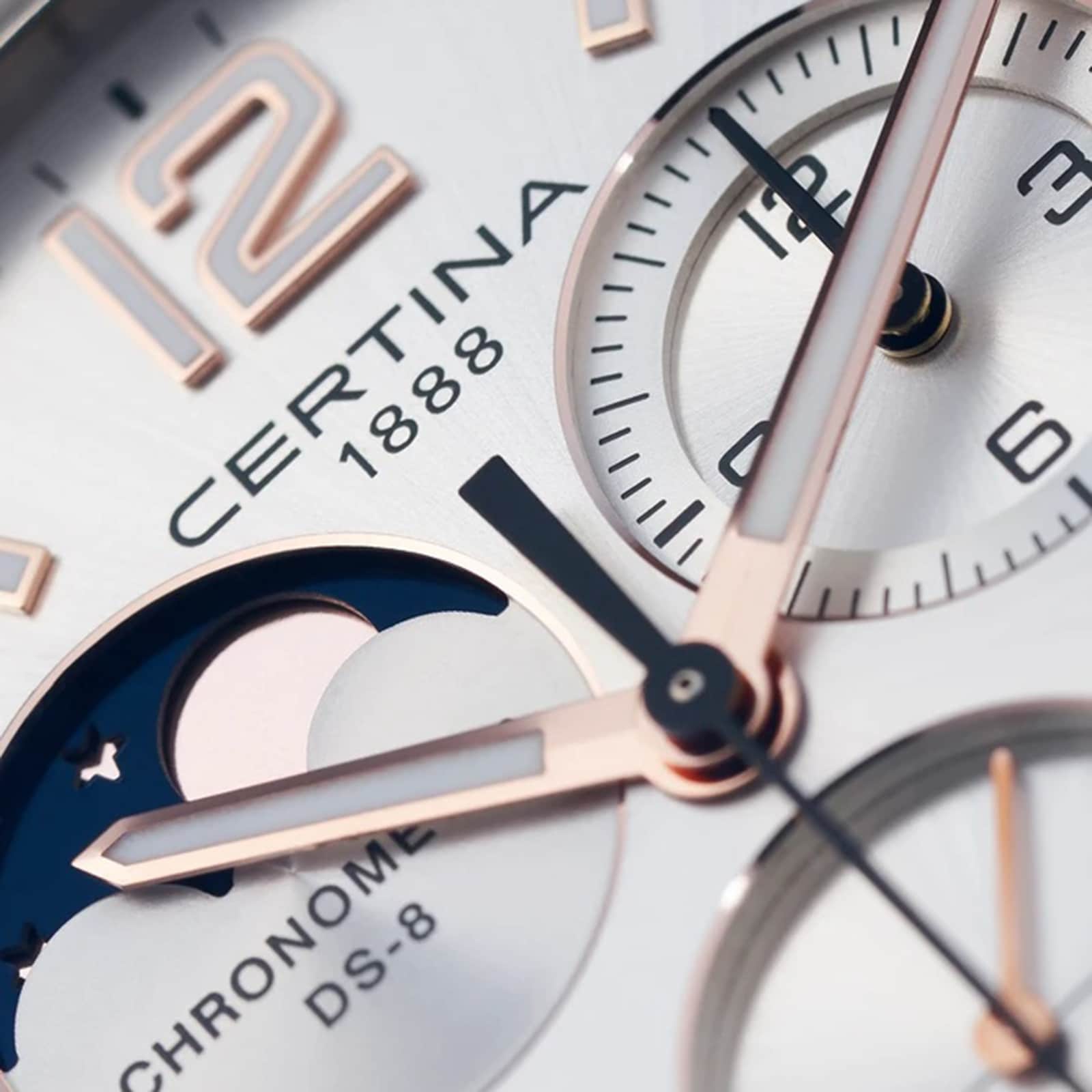 Certina DS-8 Chronograph Moon Phase 42mm Mens Watch Silver Certina DS-8 Chronograph Moon Phase 42mm Mens Watch Silver