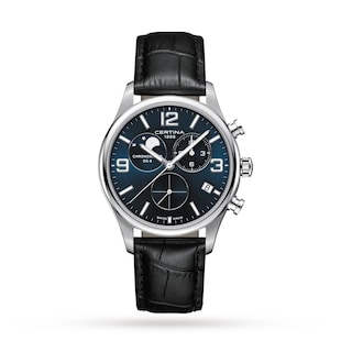 Certina DS-8 Chronograph Moon Phase 42mm Mens Watch Blue