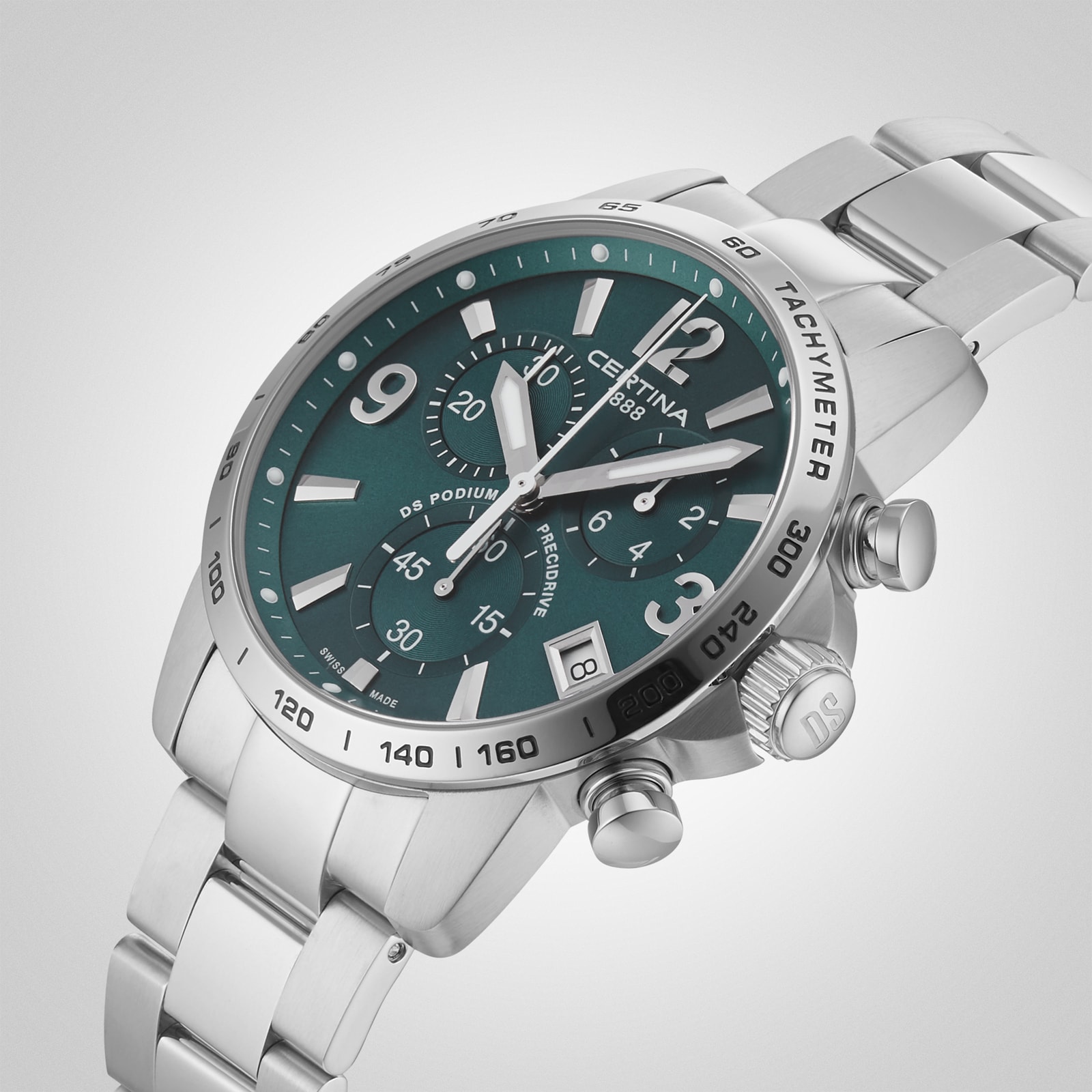 Certina DS Podium Chronograph 1/10 Sec 41mm Mens Watch Green Certina DS Podium Chronograph 1/10 Sec 41mm Mens Watch Green