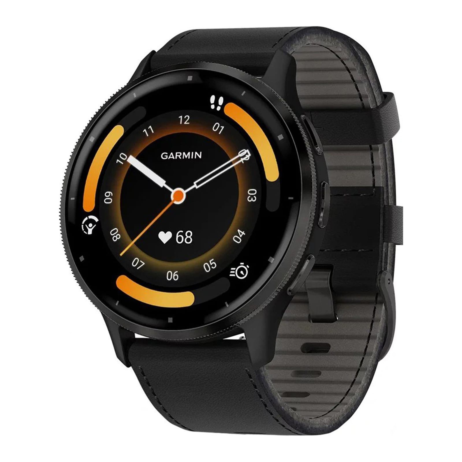 Garmin Venu 3 Slate Bezel, Black Case and Black Leather Band Smart Watch