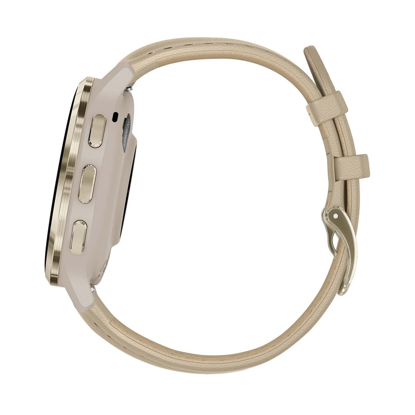 Garmin Venu 3s Soft gold stainless steel bezel with French grey case and leather band Smart Watch