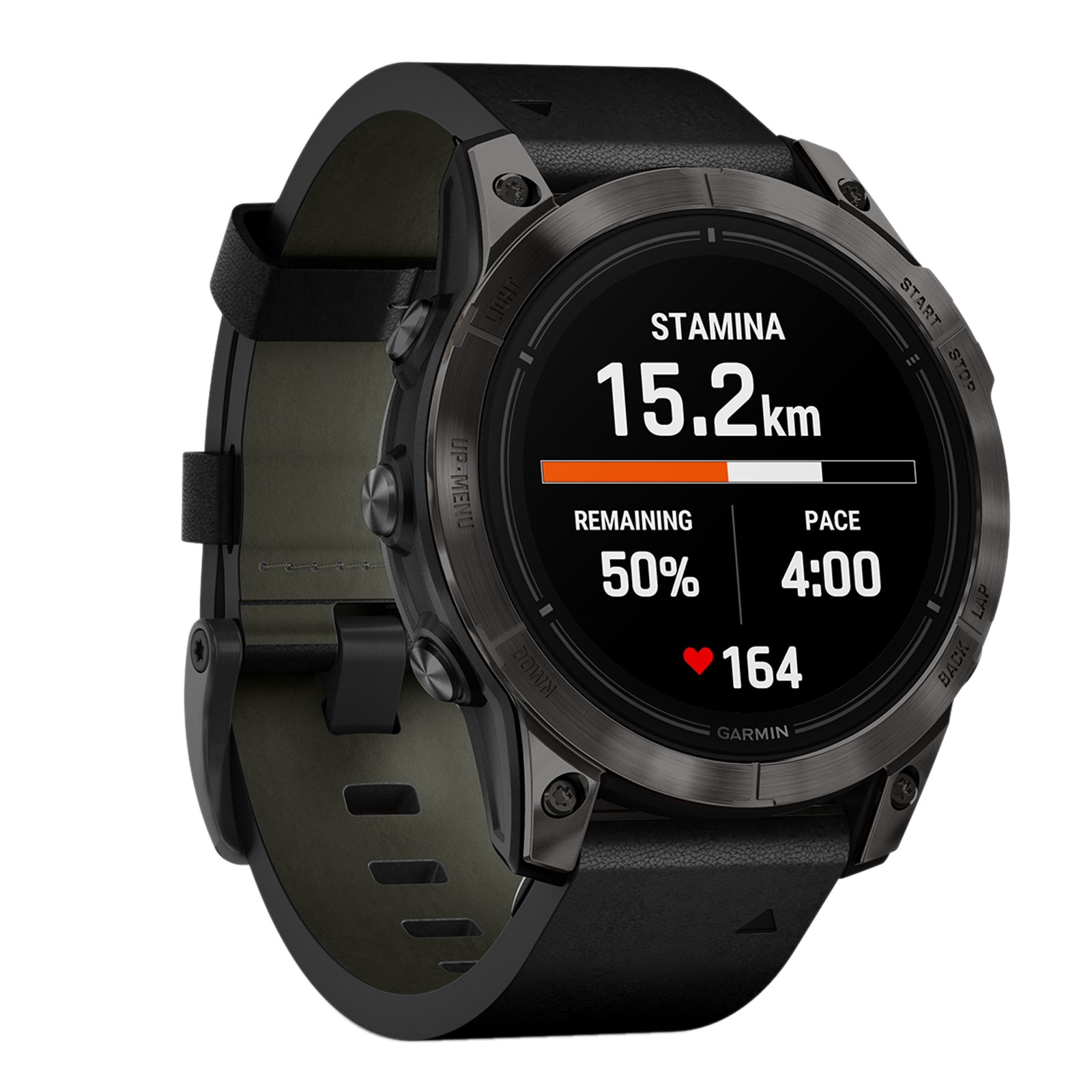 Garmin epix™ Pro (Gen 2) – Sapphire Edition 47mm Carbon Grey DLC Titanium with Black Leather Band Smart Watch