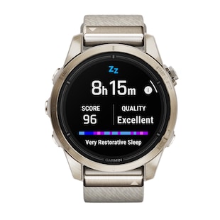 Garmin epix™ Pro (Gen 2) – Sapphire Edition 42mm Soft Gold with Cream Heathered Nylon Band Smart Watch