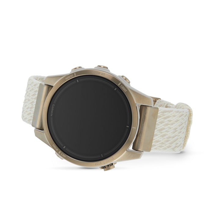 Garmin epix™ Pro (Gen 2) – Sapphire Edition 42mm Soft Gold with Cream Heathered Nylon Band Smart Watch
