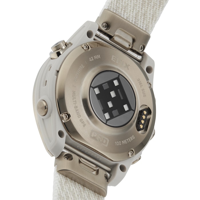 Garmin epix™ Pro (Gen 2) – Sapphire Edition 42mm Soft Gold with Cream Heathered Nylon Band Smart Watch