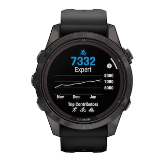 Garmin Fēnix® 7S Pro – Sapphire Solar Edition Carbon Grey DLC Titanium with Black Band 42mm Smart Watch Garmin Fēnix® 7S Pro – Sapphire Solar Edition Carbon Grey DLC Titanium with Black Band 42mm Smart Watch