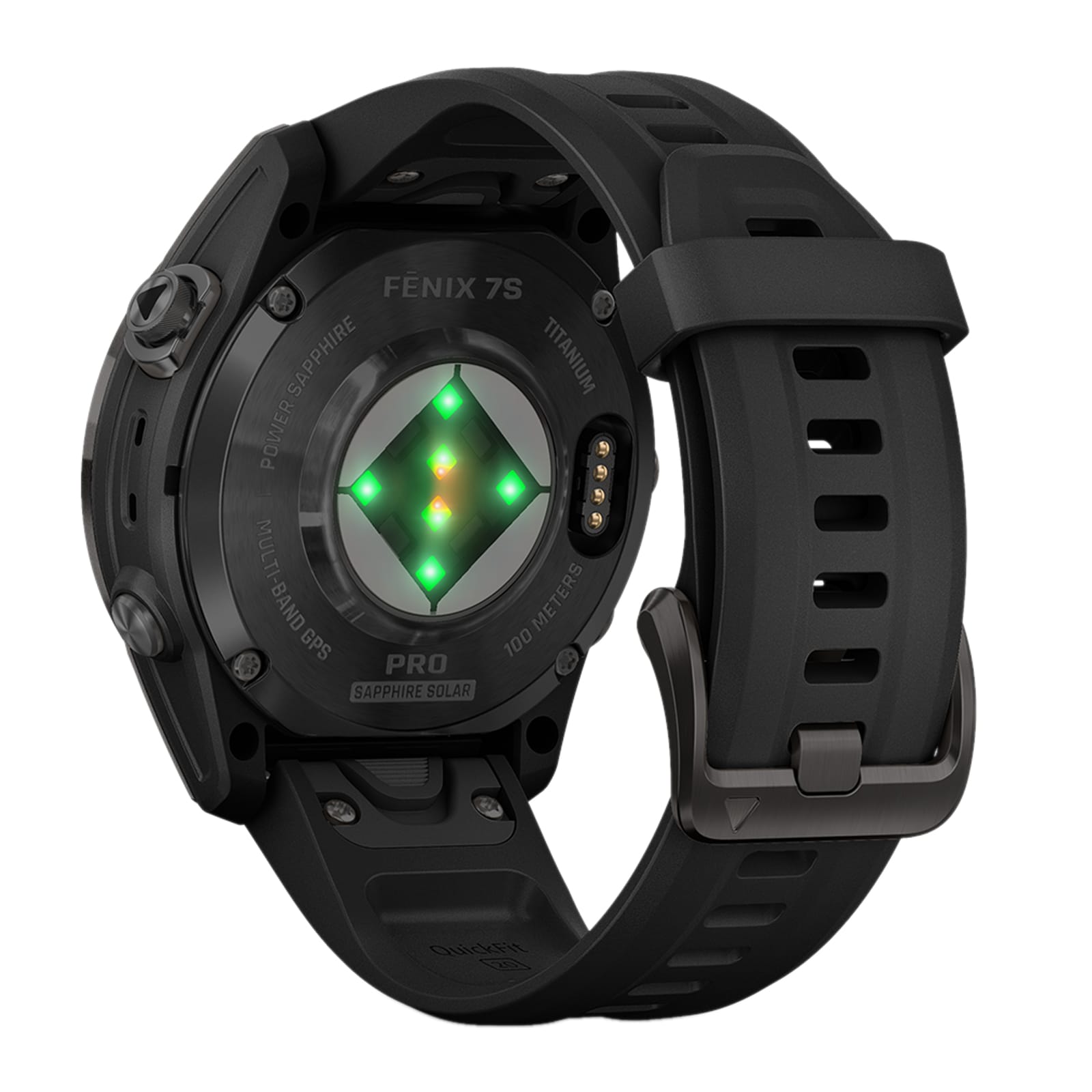 F nix 7S Pro Sapphire Solar Edition Carbon Grey DLC Titanium with Black Band 42mm Smart Watch