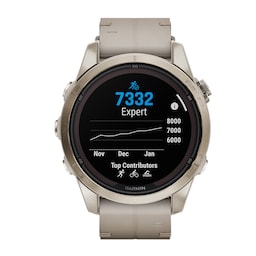 18670031 - Fēnix® 7S Pro – Sapphire Solar Edition Soft Gold with Limestone Rubber Band 42mm Smart Watch