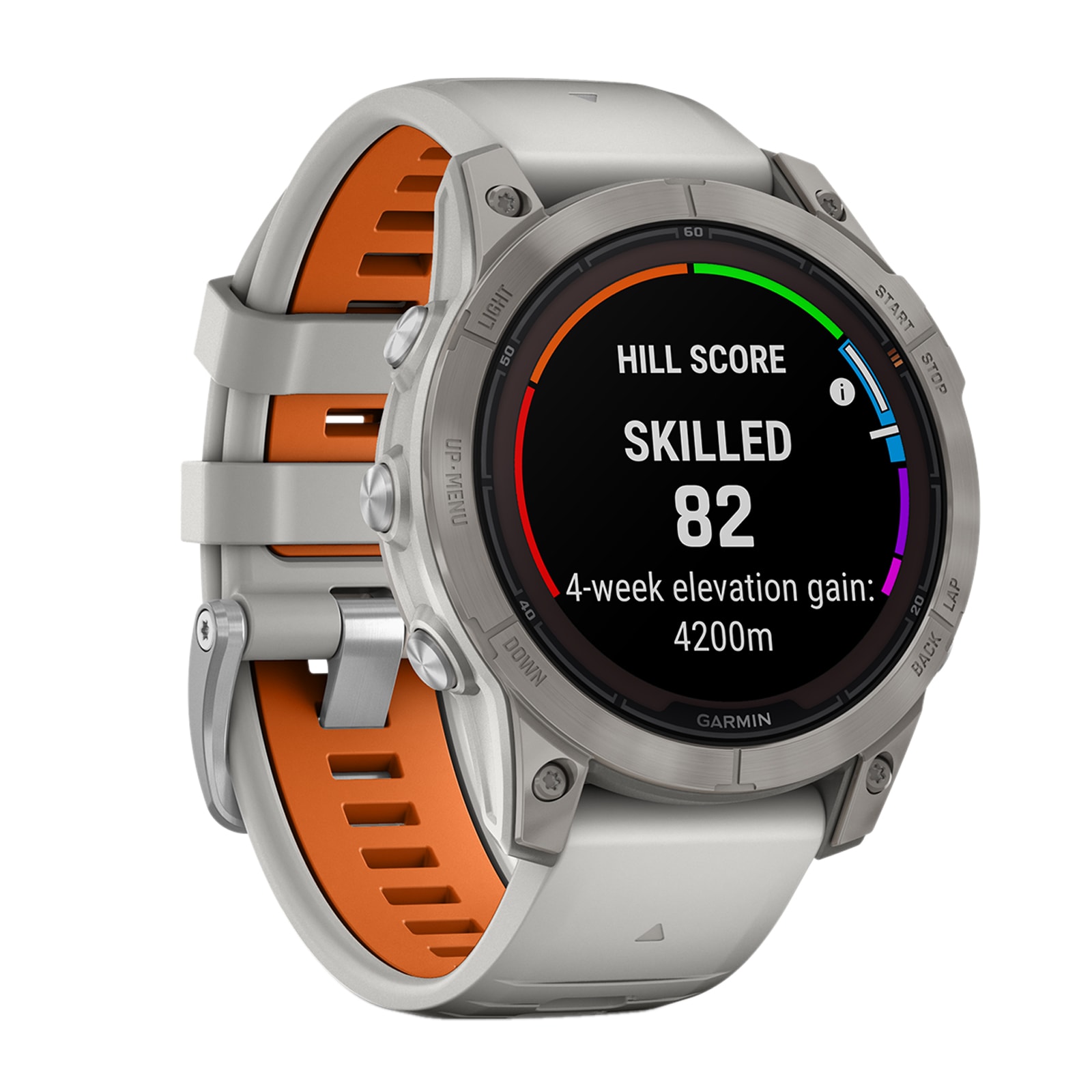 Garmin Fēnix® 7 Pro – Sapphire Solar Edition Titanium with Fog Gray/Ember Orange Band 47mm Smart Watch