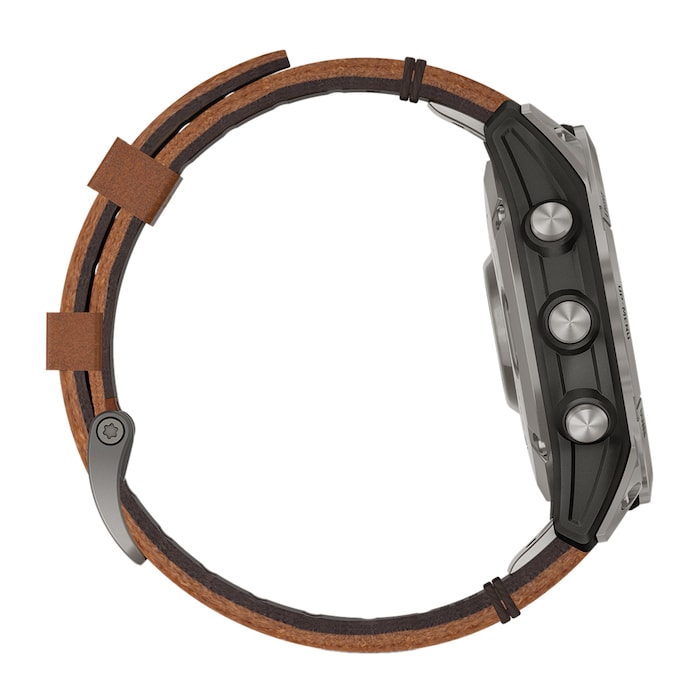 ⇒ Garmin fénix 7 Pro – Sapphire Solar Edition - Titane - Titanium avec  bracelet en cuir marron + bracelet silicone - Montre Connectée 010-02777-30