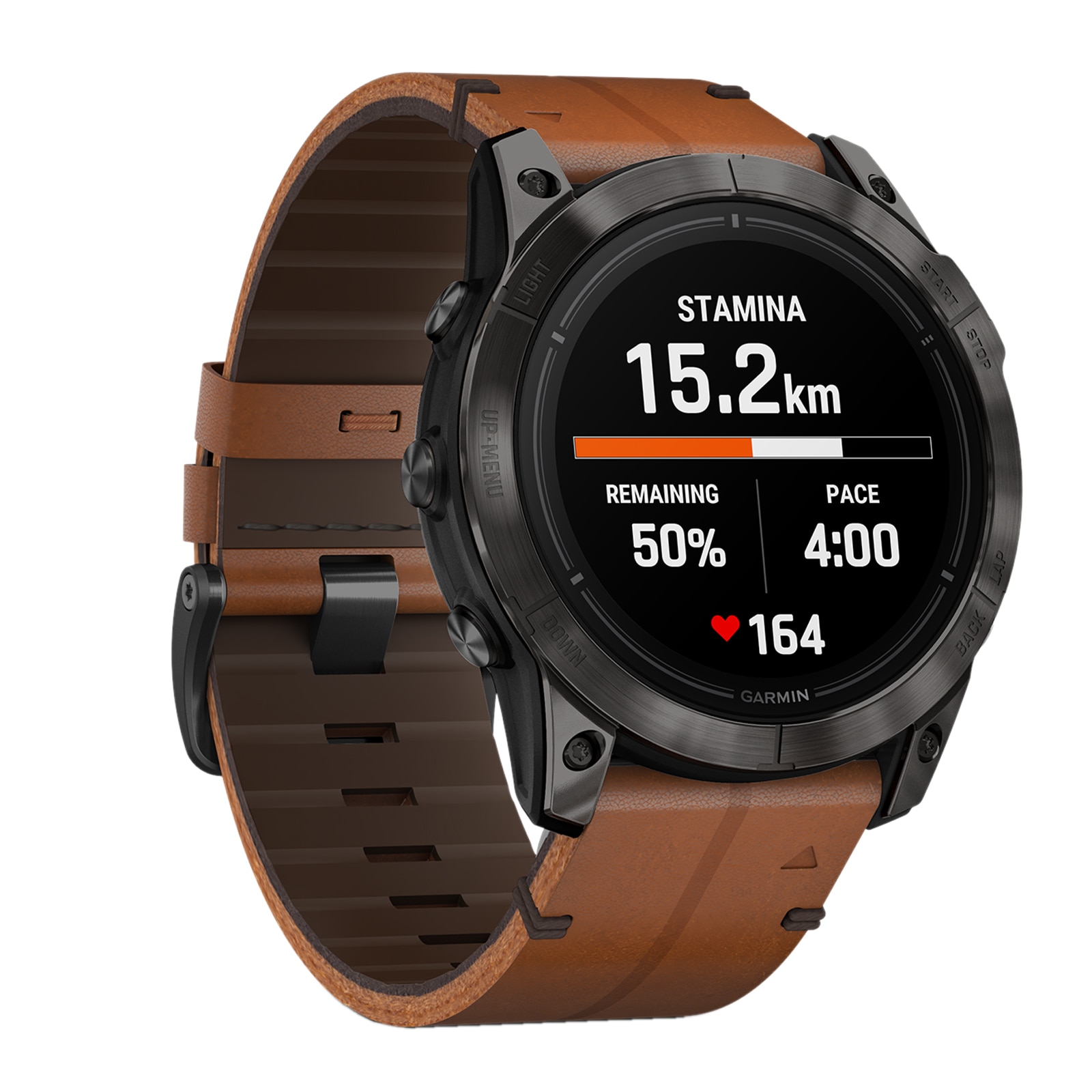 Garmin epix™ Pro (Gen 2) – Sapphire Edition 51mm Carbon Grey DLC Titanium with Chestnut Leather Band Smart Watch