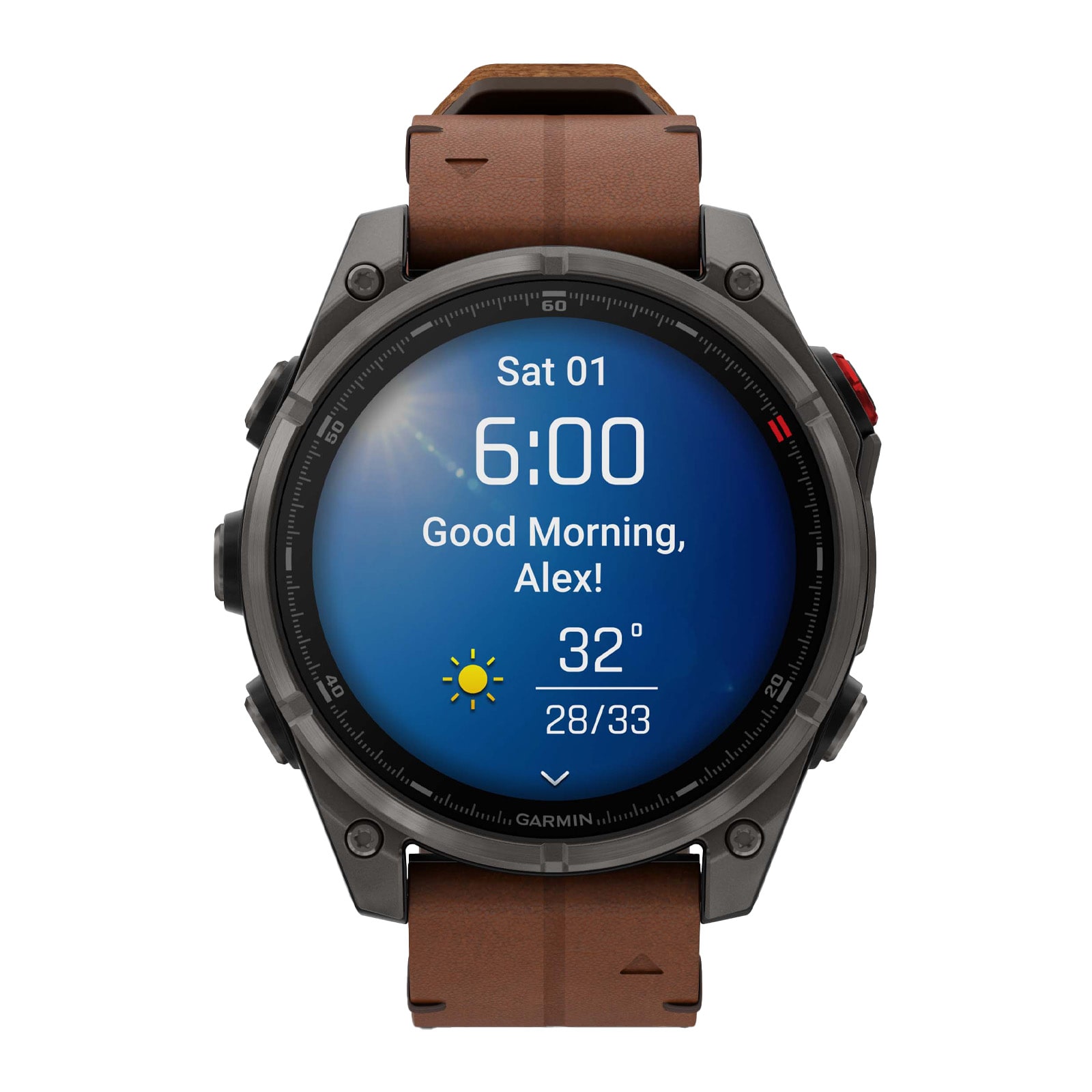 Garmin Fēnix® 8 Pro 47mm AMOLED Mens Watch Brown Strap Garmin Fēnix® 8 Pro 47mm AMOLED Mens Watch Brown Strap