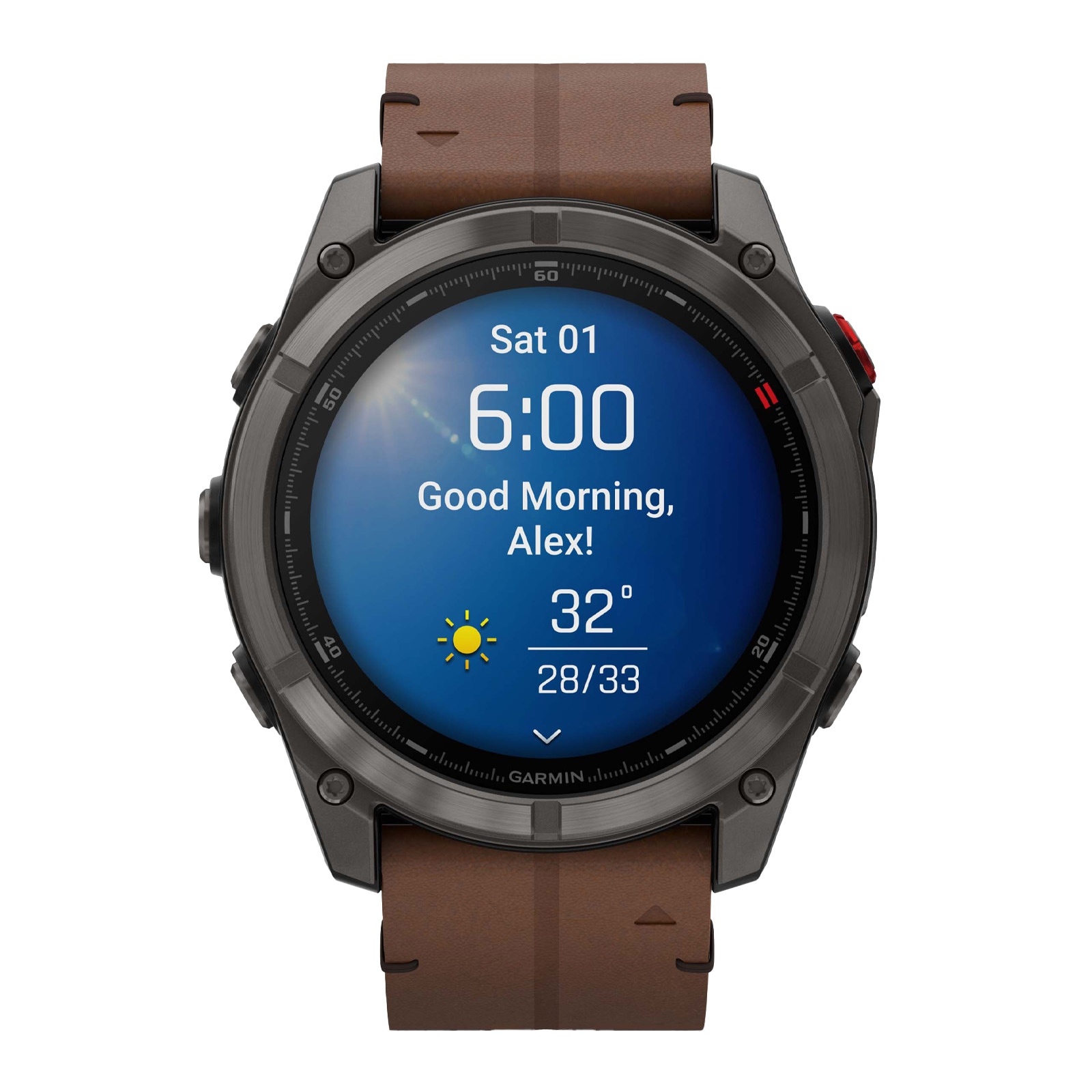 Garmin Fēnix® 8 Pro 51mm AMOLED Mens Watch Brown Strap Garmin Fēnix® 8 Pro 51mm AMOLED Mens Watch Brown Strap