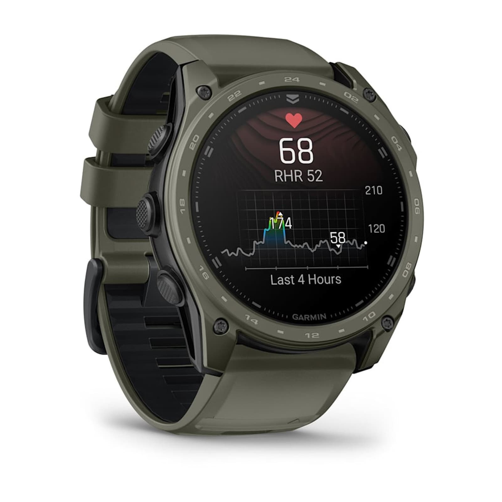 Garmin Tactix 8 Cerakote 51mm AMOLED Mens Watch Olive Silicone Strap
