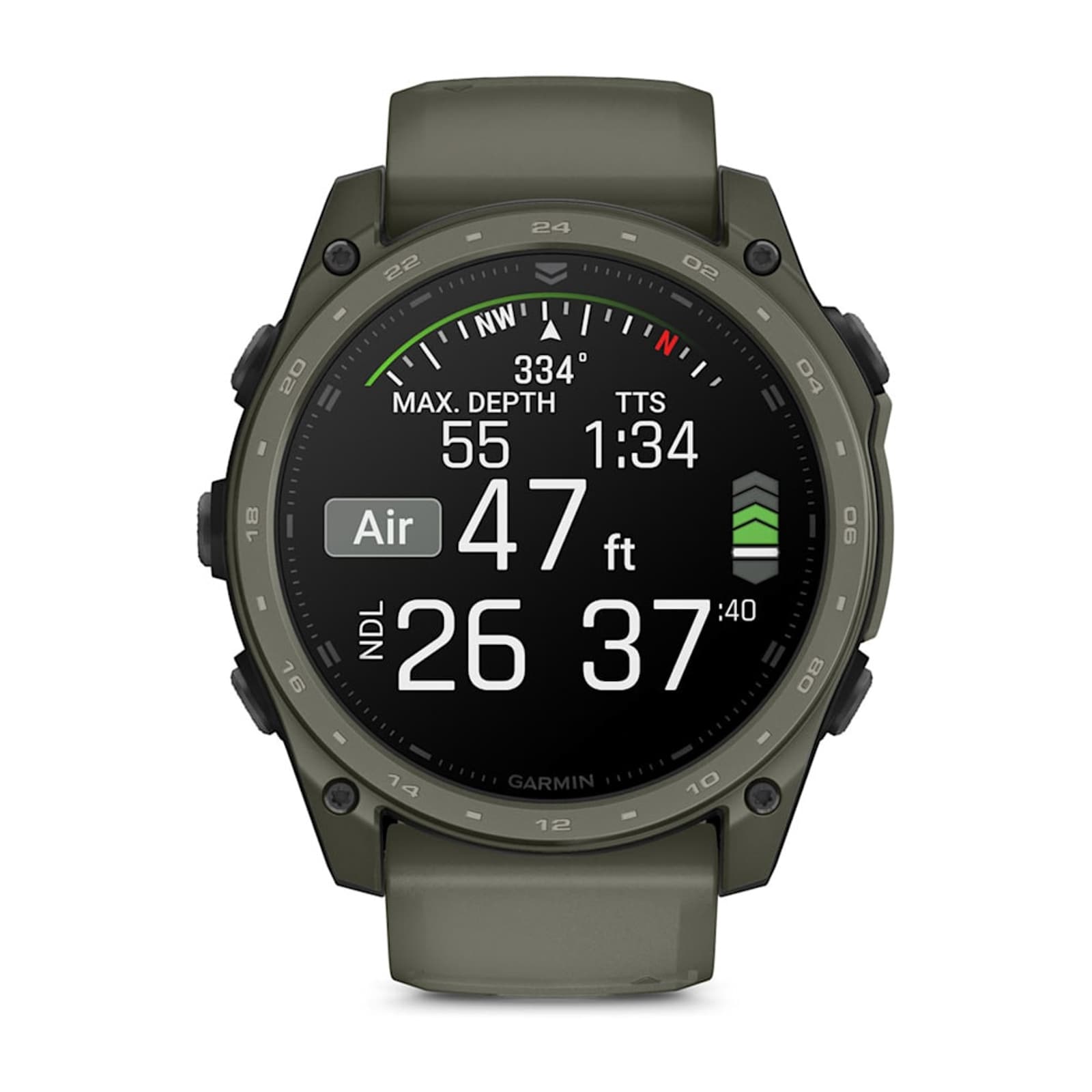 Garmin Tactix 8 Cerakote 51mm AMOLED Mens Watch Olive Silicone Strap