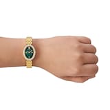 Tory Burch Oval Gold Plated Green Dial Ladies Watch