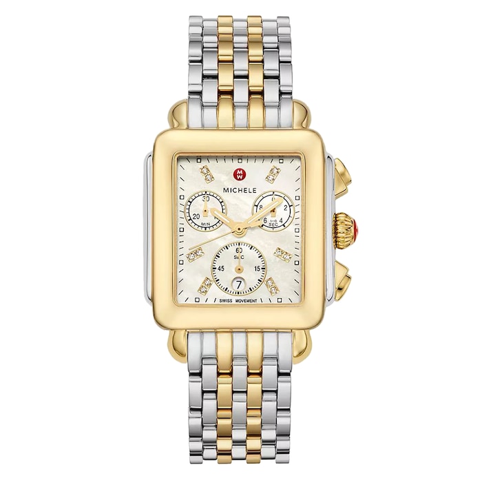 Michele Deco Two Tone 18K Gold-Plated Diamond Dial Ladies Watch