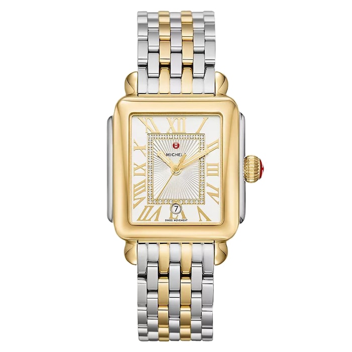 Michele Deco Madison Two-Tone 18K Gold-Plated Diamond Dial Ladies Watch