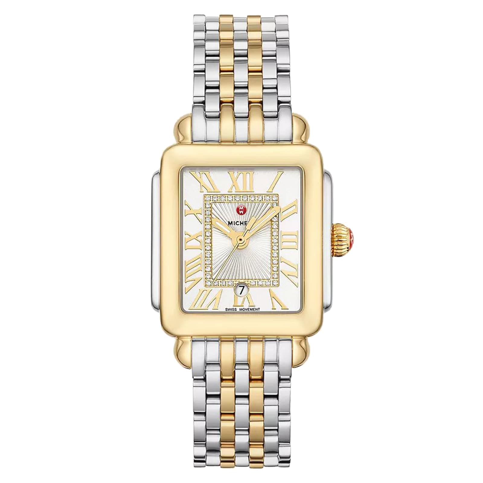 Michele Deco Madison Mid Two-Tone 18K Gold-Plated Diamond Dial Ladies Watch Michele Deco Madison Mid Two-Tone 18K Gold-Plated Diamond Dial Ladies Watch