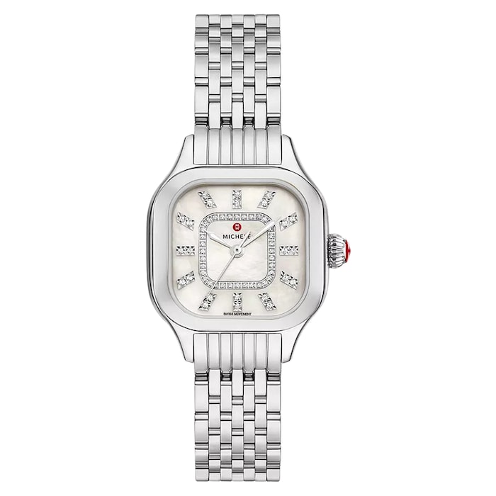 Michele Meggie Stainless Steel Diamond Dial Watch