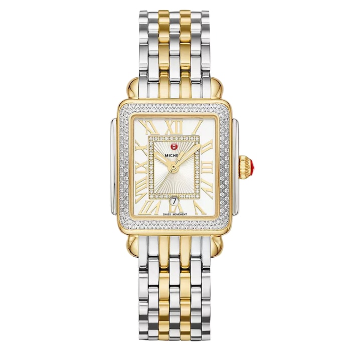 Michele Deco Madison Mid Two-Tone 18K Gold-Plated Diamond Watch